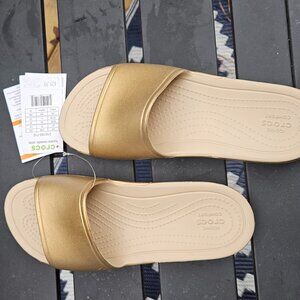 Gold Metallic Crocs slides New with tags - Sz 7 W
